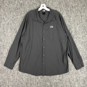 North Face Shirt Mens Extra Large Gray Button-Up Performance Tech Hiking Camping